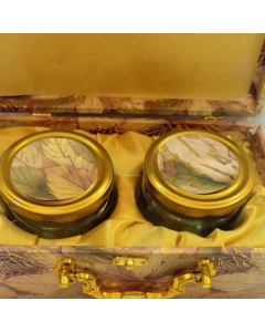 Leafs Printed Dry Fruit Gift Box with 2 Jar, 9.5in x 5.5in x 4in
