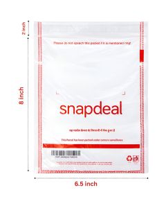 Snapdeal 52 Micron Transparent Flap Seal Poly Bags, PL02 - 6.5in x 8in