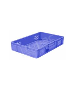 Blue, Plastic, Bottom close side jali Crates, 600 x 400 x 120mm