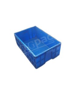 Blue, Plastic, Fully closed Crates, 600 x 400 x 120mm