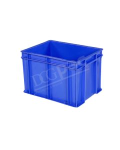 Blue, Plastic, Fully closed Crates, 650 x 450 x 130mm