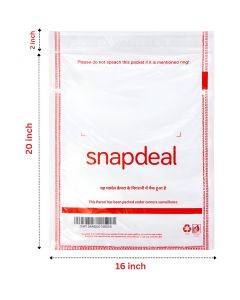 Snapdeal 52 Micron Transparent Flap Seal Poly Bags, PL09(A) - 16in x 20in