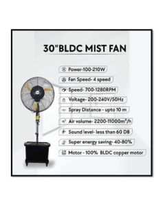 30 ch, BLDC Mist Fan with Adjustable Rod, 3 Alumium Blades