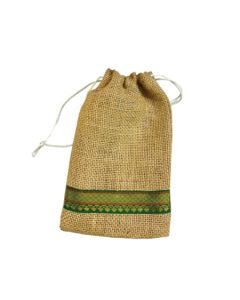 Beige Drawstring Jute Bags, 6in x 8in