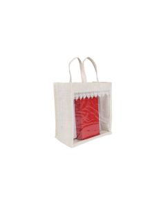 White Gusset Window Jute Bags, 10in x 12in