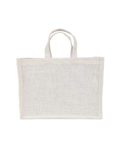 Off-White Gusset Window Jute Bags, 16in x 6in x 10in