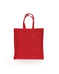 Red Gusset Window Jute Bags, 11in x 6in x 11in