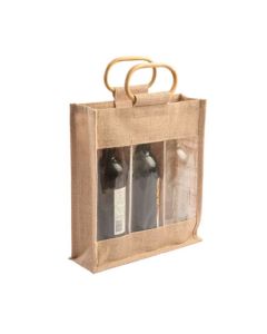 Beige Gusset Window Jute Bags, 15in x 4in x 14in