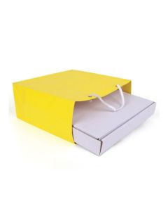 90gsm Yellow Gusset Paper Bags , 9.75in x 9in x 4in
