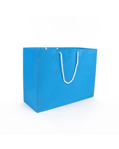 90gsm Blue Gusset Paper Bags , 9.75in x 9in x 4in