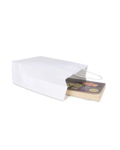 90gsm White Gusset Paper Bags, 10.75in x 7.75in x 4in