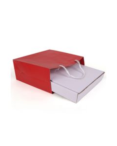 90gsm Red Gusset Paper Bags , 13.5in x 10in x 4in