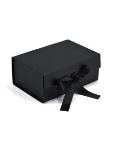 Black, Collapsible Rigid box with Ribbon, 6in x 6in x 2in