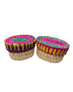 Off-white Oval Palmleaf Boxes with Lid, 6in x 4in