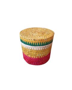 Multicolour Cylinder Palmleaf Boxes, 16in x 16in