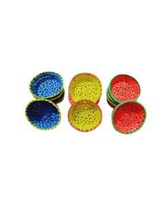 Multicolour Round Palmleaf Tray, 8in x 3in
