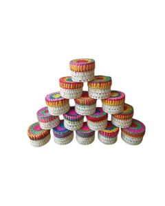 Off-white Round Palmleaf Boxes with Lid, 6in x 5in