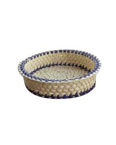 Off-white Round Palmleaf Tray, 13in x 6in