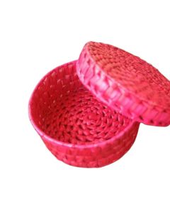Pink Round Palmleaf Boxes, 10in x 5in
