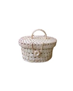 Off-white Palmleaf Boxes with Handle, 9in x 6in x 7in