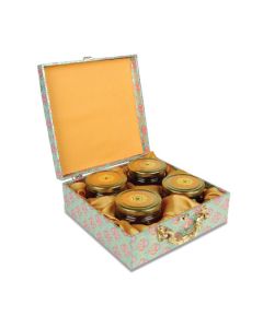Printed Dry Fruit Gift Box with 4 Jars, 9.5in x 9.5in x 4in