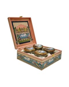 Swan Design Dry Fruit Gift Box with 4 Jars, 9.5in x 9.5in x 4in