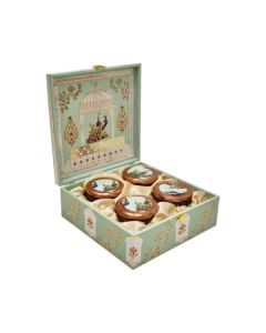 Peacock Design Dry Fruit Gift Box with 4 Jars, 9.5in x 9.5in x 4in