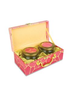 Pink Trunk Box with 2 Jars & Handle, 10in x 5.5in x 4 in