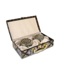 Mandala Design Trunk Box with 2 Jars & Handle, 10in x 6in x 3in