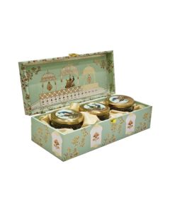 Peacock Design Dry Fruit Gift Box with 3 Jars, 13in x 5.5in x 4in