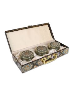 Mandala Design Trunk Box with 3 Jars & Handle, 15in x 6in x 3in