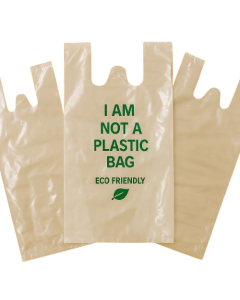Premium Compostable W-Cut Carry Bags | 15micron White, 8in x 10in