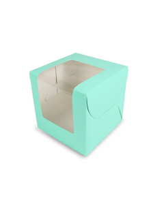 Green L Window Bakery Boxes, 8in x 8in x 8in