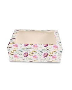 Flower Printed Window Bakery Boxes, 10in x 10in x 3.5in
