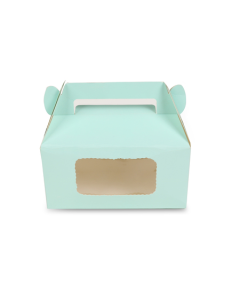 Green Window Bakery Boxes with Handle, 7in x 3.5in x 3.5in