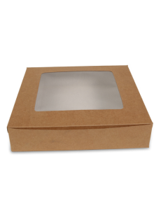Kraft Window Bakery Boxes, 9in x 9in x 2in