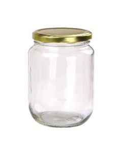 500ml Transparent Round Glass Jar with Lug Cap, 3.4in x 4.8in