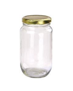 1000ml Transparent Round Glass Jar with Lug Cap, 3.8in x 7.0in