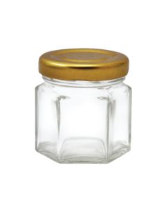 45ml Transparent Hexagonal Glass Jars with Lug Cap, 2in x 2in