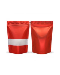 Red Window Stand-up Pouches with Zipper, 5in x 8in