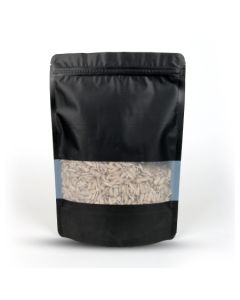 Black Window Stand-up Pouches with Zipper, 6in x 9in