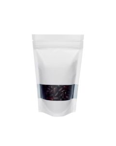 White Window Stand-up Pouches with Zipper, 6in x 9in