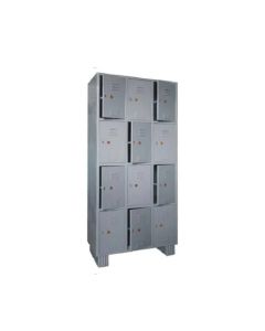 Steel Staff Locker with 16 Compartments, 78in x 36in x 19in