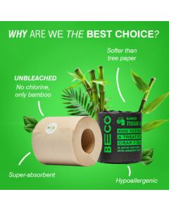 Beco Bamboo 3Ply Bamboo Tissue Roll – 160 Pulls x 20 Rolls (Pack of 1)