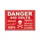 Danger 440 Volts, Printed, Stickers, 12in x 12in, Pack of 1