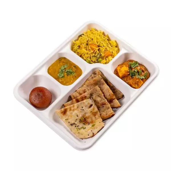 GoEco, Disposable, 5CP, Rectangular, Baggase, Meal Trays, Pack of 300